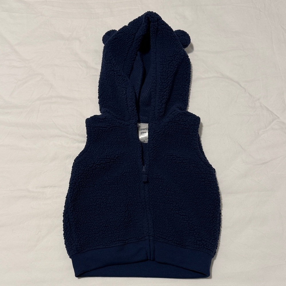 Carter's Dark Blue Fleece Hooded Vest